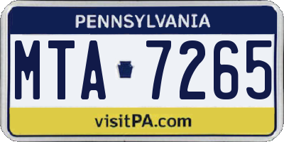 PA license plate MTA7265