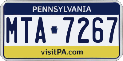 PA license plate MTA7267