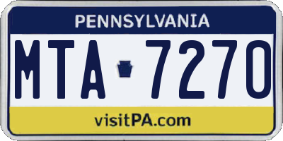 PA license plate MTA7270