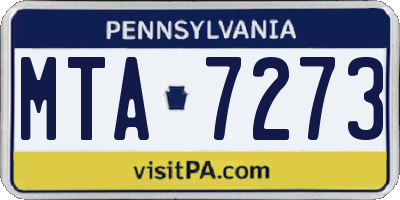 PA license plate MTA7273