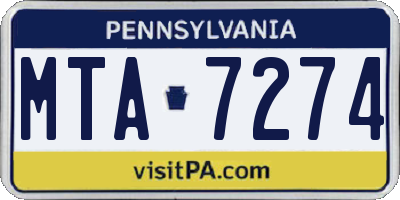 PA license plate MTA7274