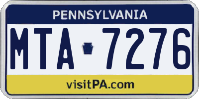 PA license plate MTA7276