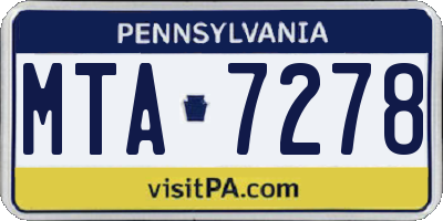 PA license plate MTA7278