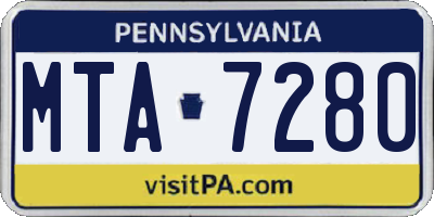 PA license plate MTA7280