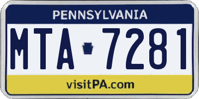 PA license plate MTA7281
