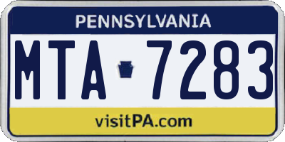 PA license plate MTA7283
