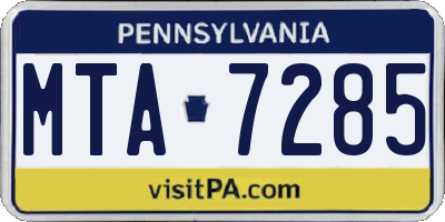 PA license plate MTA7285