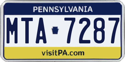 PA license plate MTA7287