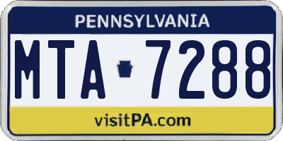 PA license plate MTA7288