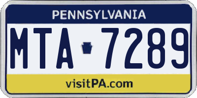PA license plate MTA7289