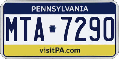 PA license plate MTA7290