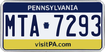 PA license plate MTA7293