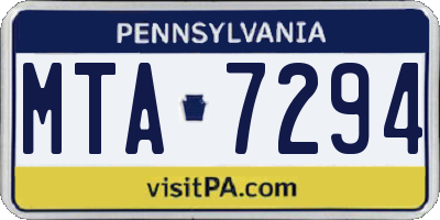 PA license plate MTA7294
