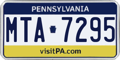 PA license plate MTA7295