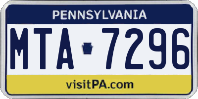 PA license plate MTA7296