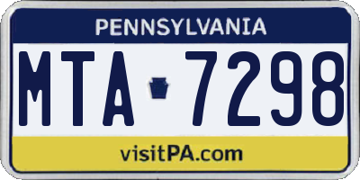 PA license plate MTA7298