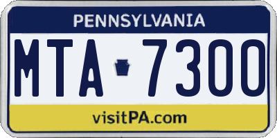PA license plate MTA7300