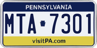 PA license plate MTA7301