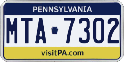 PA license plate MTA7302