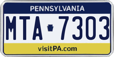 PA license plate MTA7303