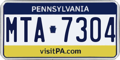 PA license plate MTA7304