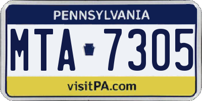 PA license plate MTA7305
