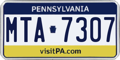 PA license plate MTA7307