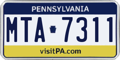 PA license plate MTA7311