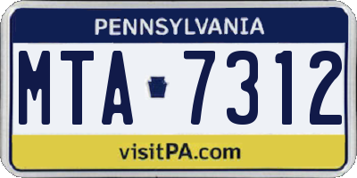 PA license plate MTA7312