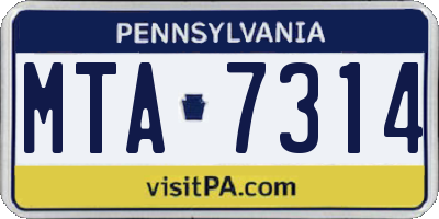 PA license plate MTA7314