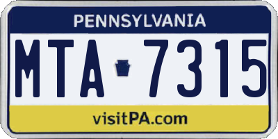 PA license plate MTA7315