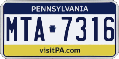 PA license plate MTA7316