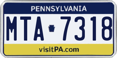 PA license plate MTA7318