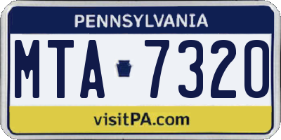 PA license plate MTA7320