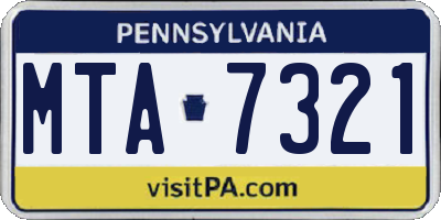 PA license plate MTA7321
