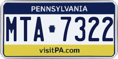 PA license plate MTA7322