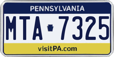 PA license plate MTA7325
