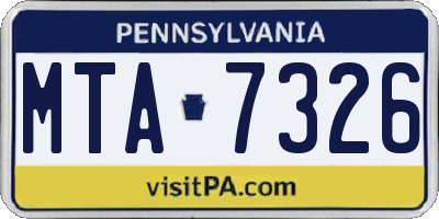 PA license plate MTA7326