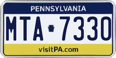 PA license plate MTA7330