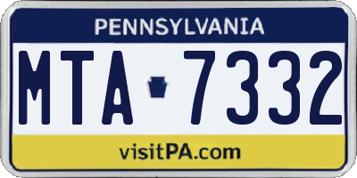 PA license plate MTA7332