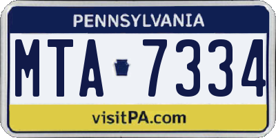 PA license plate MTA7334