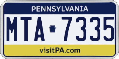 PA license plate MTA7335