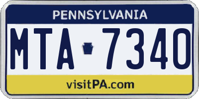 PA license plate MTA7340