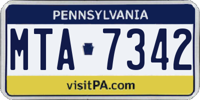 PA license plate MTA7342