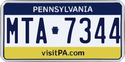 PA license plate MTA7344