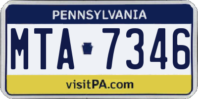 PA license plate MTA7346