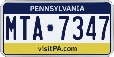 PA license plate MTA7347