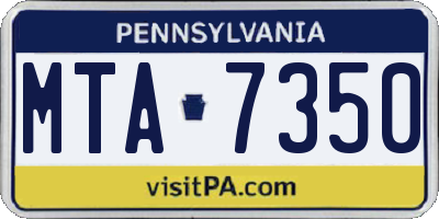 PA license plate MTA7350