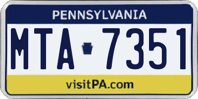 PA license plate MTA7351