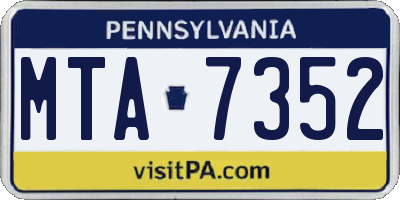 PA license plate MTA7352